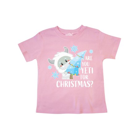 

Inktastic Are You Yeti For Christmas with Yeti Holding Christmas Tree Gift Toddler Boy or Toddler Girl T-Shirt