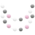 thumbnail image 1 of Uxcell 2 piezas de guirnalda de pompones de 6.6 pies 30 bolas para decoración de manualidades (blanco, gris, rosa), 1 of 6