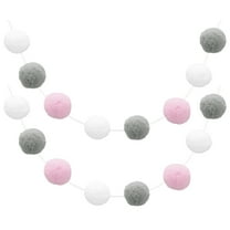 Uxcell 2pcs Pom Pom Garland 6.6 Ft 30 Balls for Craft Decoration(White, Grey, Pink)
