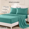thumbnail image 4 of Lux Decor Collection Queen Size 4 Piece Sheet Set Brushed Microfiber High GSM, Upto 16 Inches Deep Pocket Bedding Sheets & Pillowcases - Teal, 4 of 10