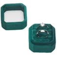 thumbnail image 2 of Small Velvet Ring Box Cut Edge Octagon for Wedding Engagement(Green), 2 of 6