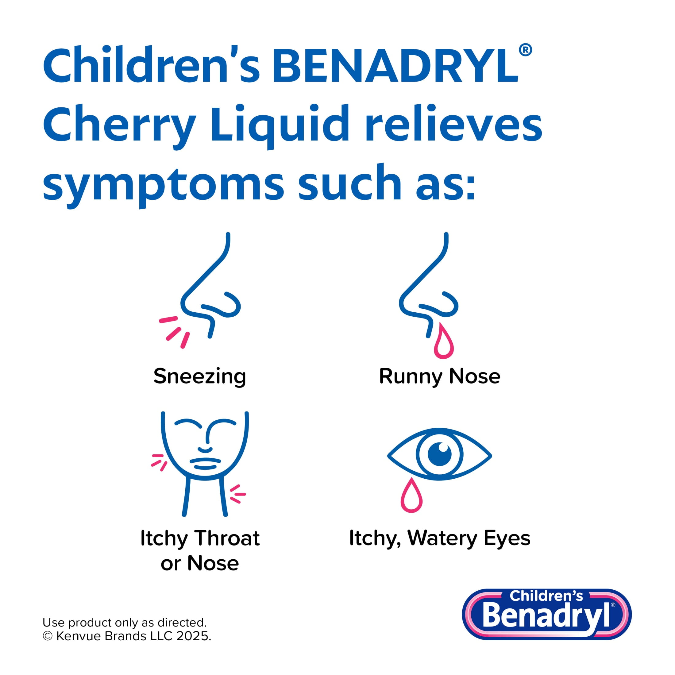 (3 pack) Children's Benadryl Allergy Relief Liquid, Cherry Flavor, 8 fl. oz