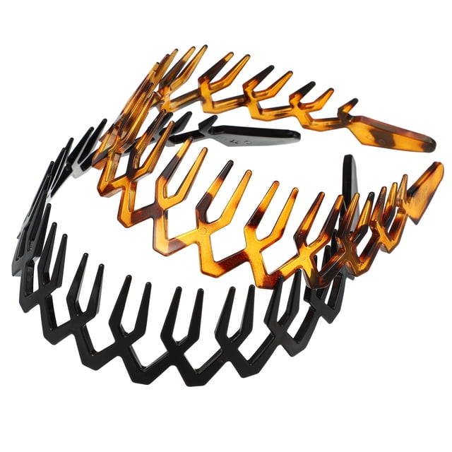 2 Pcs Diademas de Plástico con Dientes de Tiburón, Negro Ámbar, 4.72x1.57