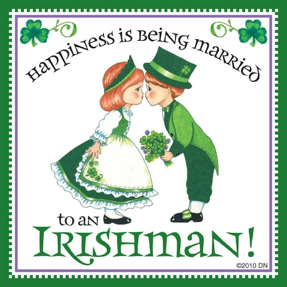 Oktoberfest Haus Multicolor Ceramic "Married to Irish" Irish Gift Idea Magnet for Home Decor and Fridge Refrigerator Magnet