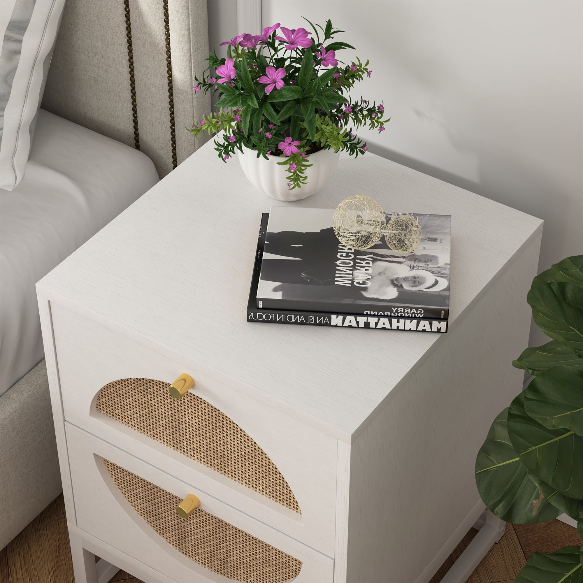 YYAo Nightstand Side Table Set of 2, End Table with 2 Drawer, End Table for Bedroom, White Side Table YYAo Nightstand Side Table Set of 2, End Table with 2 Drawer, End Table for Bedroom, White Side Table