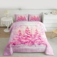 thumbnail image 2 of Homewish Pink Christmas Tree Full Size Comforter Sets,Merry Xmas Bedding Comforter Set,Oil Painting Bedding Sets For Girl Kids,Super Cozy Room Decor Reversible,3pcs, 2 of 8