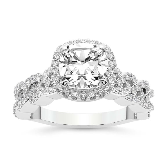 IGI Certified 1 Carat Cushion Shape Lab Grown Diamond Engagement Ring | 14K White Gold | Imperiella Halo Celtic Knot Diamond Ring | FG-VS1-VS2 Quality Friendly Diamonds