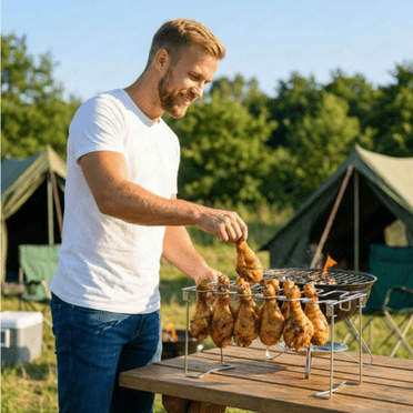 Chicken Leg Rack for Grill - 12 Slots Stainless Steel Chicken Drumstick Holder & Wing Rack for Smoker BBQ Oven Grilling