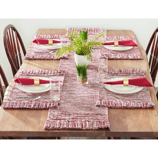 PIGCHCY Elegant Placemats with Matching Table Runner,Washable Plastic  Placemats for Dining Table Sets(6pcs Placemats+1pcs Table Runner, Brown)