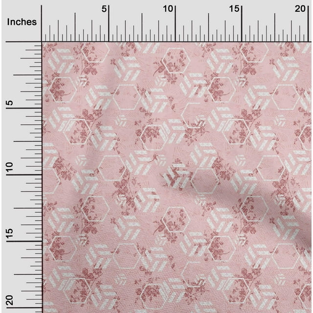 oneOone Rayon Pink Salmon Fabric Hexagon Geometric Fabric For Sewing Printed Craft Fabric By The Yard 56 Inch Wide