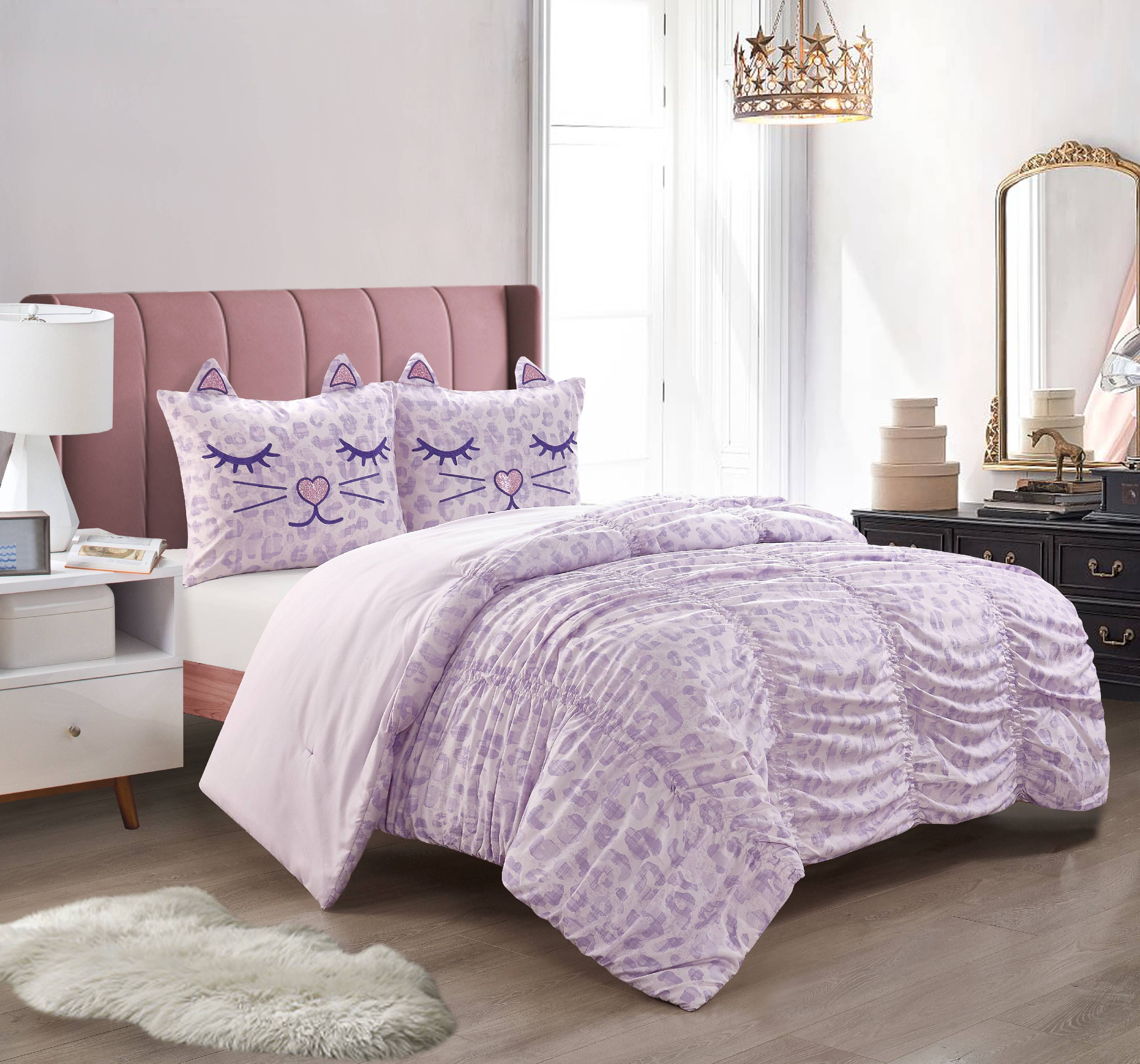 Heritage Club Leopard Print Ruched Comforter Set, Multiple Sizes