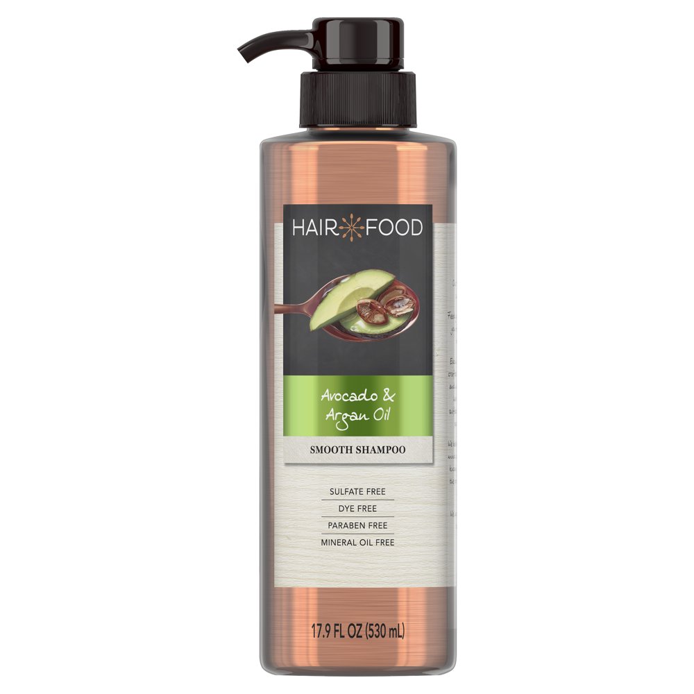 Hair Food Avocado & Argan Oil Sulfate Free Shampoo, 17.9 fl oz, Dye Free Smoothing