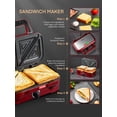 thumbnail image 2 of FOHERE Waffle Maker 3 en 1 Sandwichera Prensa Panini de 1200 W con placas extraíbles y control de temperatura de 5 engranajes, revestimiento antiadherente, fácil de limpiar, luces indicadoras, rojo, 2 of 5