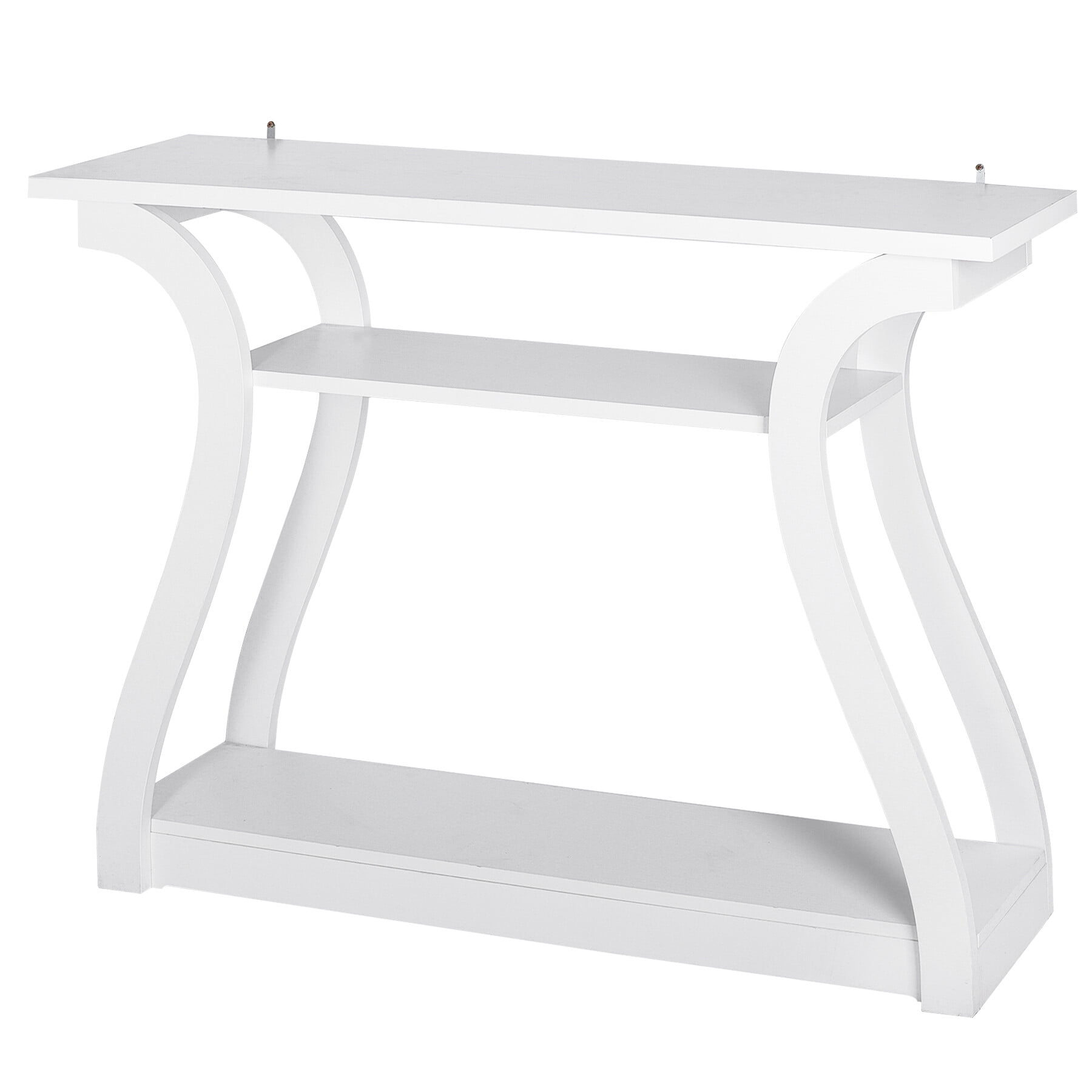 ZENY 47" Accent Console Table Simple Style 3 Tier Shelves Sofa Side Table Entryway, White