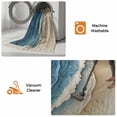 thumbnail image 5 of Blue Beach Coastal Washable Area Rug 3'x5', Nautical Seaside Ocean Beige Woven Cotton Tassels Kitchen Rugs, Non Slip Indoor Door Mat Throw Carpet for Entryway Living Room Nursery Laundry Room, 5 of 9