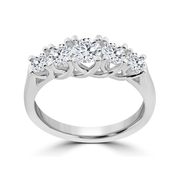 Pompeii3 1 Ct 5Stone Graduated Real Round Diamond Wedding Engagement