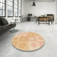 thumbnail image 3 of Ahgly Company Indoor Round Patterned Pastel Orange Area Rugs, 3' Round, 3 of 6