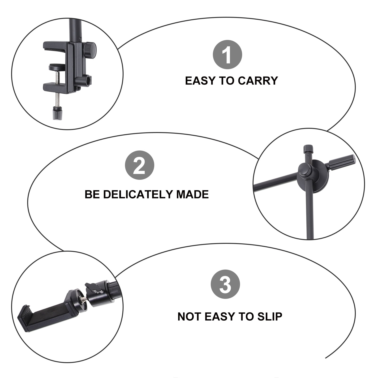 OFFIGAM Black Adjustable Suspension Arm Phone Holder Stand for Live Streaming, Video Recording, and Hands-Free Use