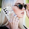 thumbnail image 4 of Compatible with Samsung Galaxy S23 Ultra Bling Diamond Case Luxury Glitter Shiny Sparkly 3D Butterfly Flower Crystal Rhinestones Phone Case for Women Girly Slim Shockproof Phone Cover, Silver, 4 of 12