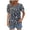 Gray A6, variant on Hrsba Summer Tops,Ladies Casual Pleated Vintage Boho Print Short Sleeve Crewneck Blouse Shirts