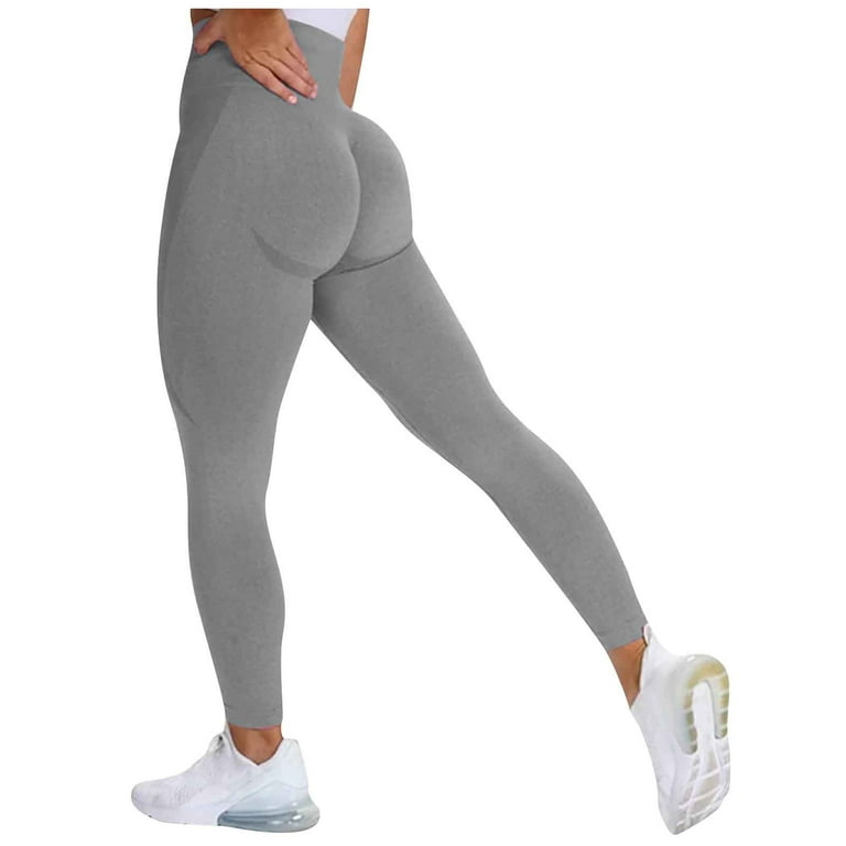 MRULIC yoga pants Seamless Butt Lifting Workout Leggings for Women High  Waist Yoga Pants Grey + M 