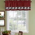 thumbnail image 3 of Red Black Plaid Curtain Valances for Windows, Kitchen Valance Window Treatments Panel 2 Pack, Country Vintage Bear Buffalo Gingham Rod Pocket Short Curtains for Bathroom Bedroom 54 x 18 Inch, 3 of 8