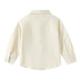 thumbnail image 4 of LIJCC Toddler Boys Button Up Dress Shirt Kids Long Sleeve Casual T-Shirt Soft Trendy Blouses Simple Tops Tees with Chest Pocket(White,12-18 Months), 4 of 7