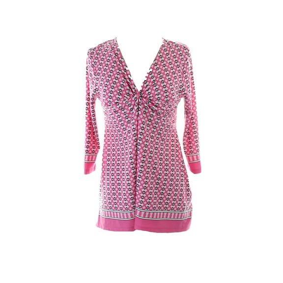 ellen tracy pink printed ruched top xs