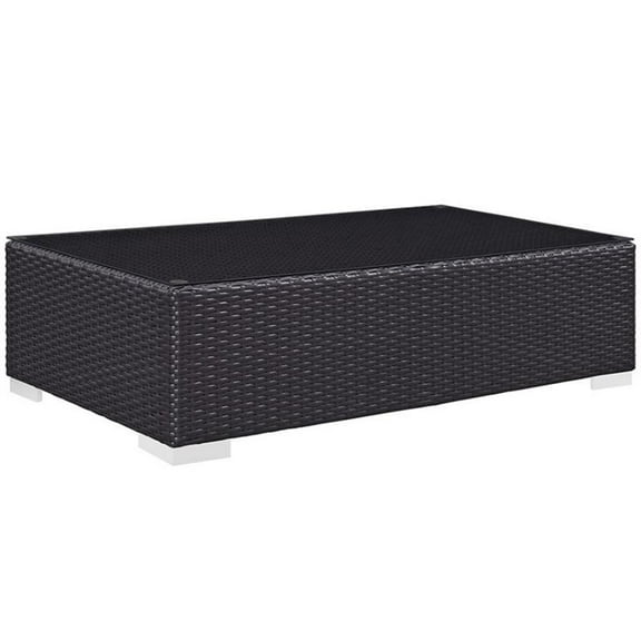 Afuera Living Contemporary Wicker Patio Coffee Table in Espresso