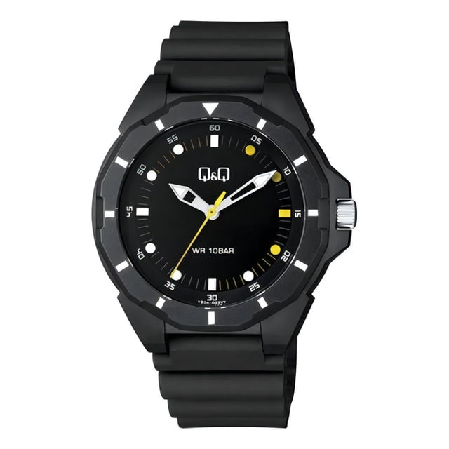 Reloj Q&q Hombre Negro Casual Analógico V02a003vy Color De La Correa Negro 4 Q&Q Unisex Analógico Negro V30A003VY