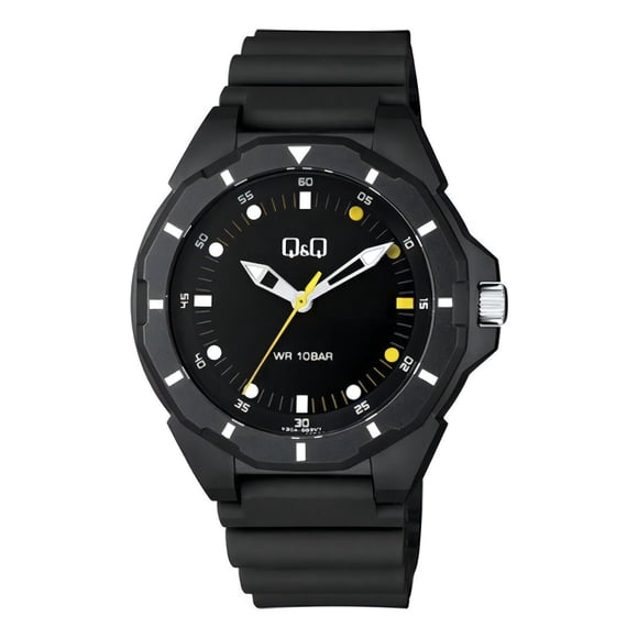 Reloj Q&q Hombre Negro Casual Analógico V02a003vy Color De La Correa Negro 4 Q&Q Unisex Analógico Negro V30A003VY