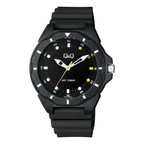 Reloj Q&q Hombre Negro Casual Analógico V02a003vy Color De La Correa Negro 4 Q&Q Unisex Analógico Negro V30A003VY