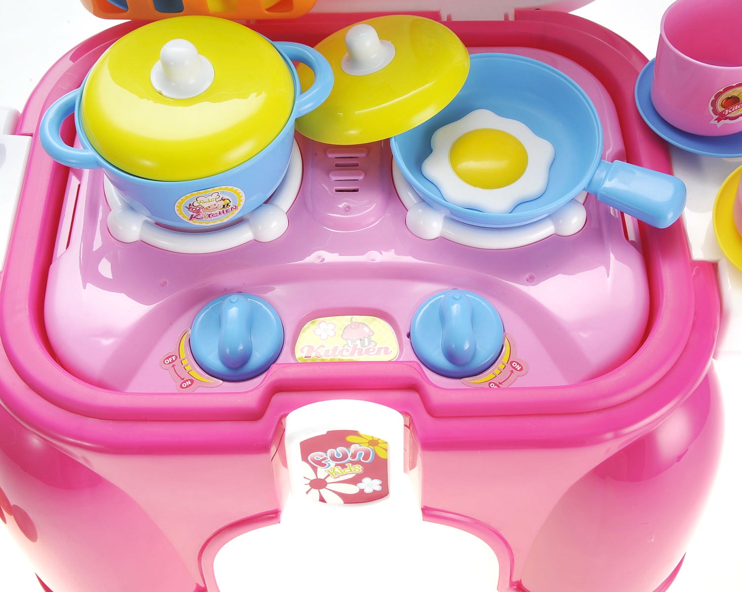 Kitchen Connection Portable Kids Kitchen Cooking Set Toy With Lights And Sounds, Folds Into Stepstool