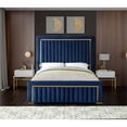 thumbnail image 4 of Maklaine Contemporary Solid Wood and Velvet King Bed in Navy, 4 of 6