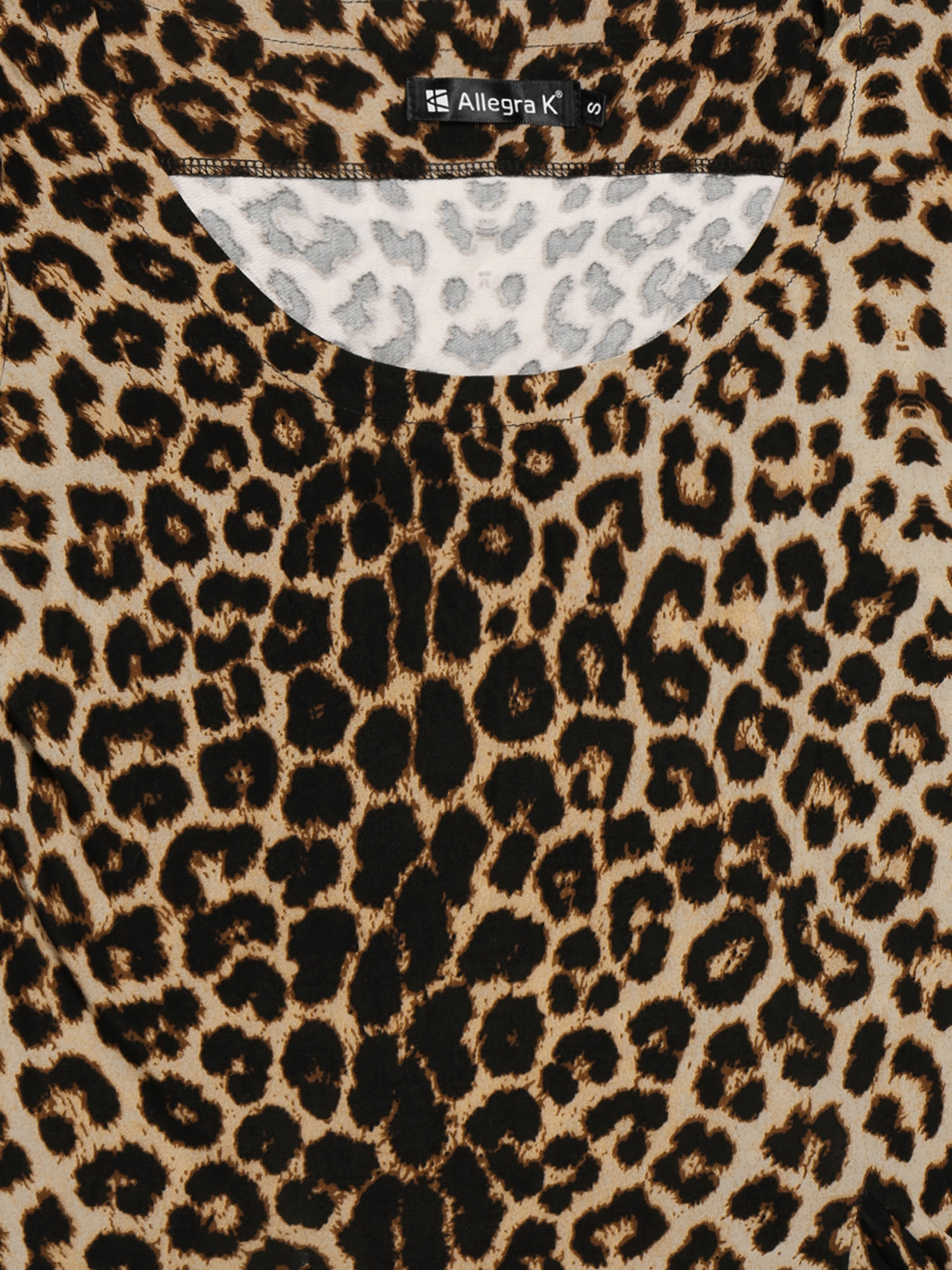 DARING DIVA Scoop Neck Peplum Blouse Top M Brown-Leopard