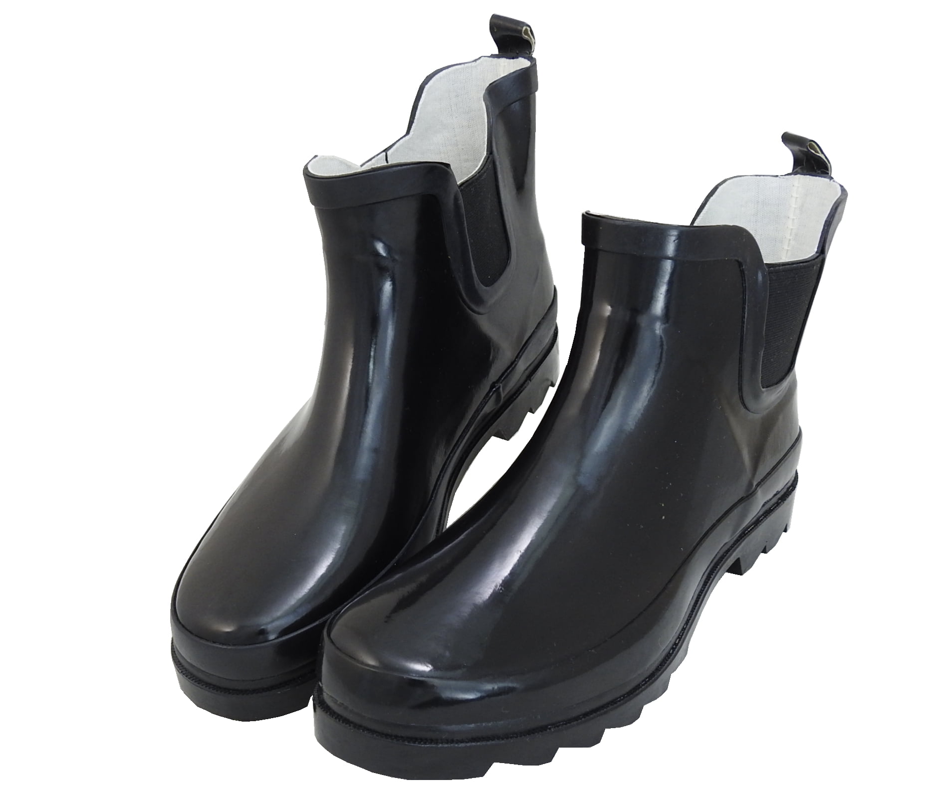 black ankle rubber boots