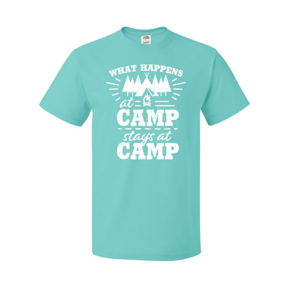 Inktastic What Happens at Camp Stays at Camp with Tent and Woods T-Shirt