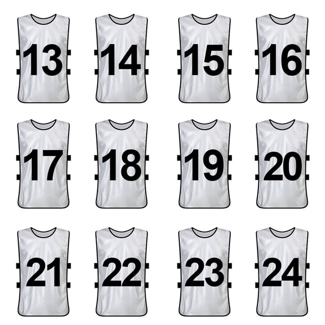 TOPTIE Ensembles de 12 Gilets d'Entraînement Numérotés (#13-24), Chasubles de Soccer