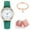 Green GN, variant on Giunmcul Women's Classic Quartz Watch with Luminous Dial, Frosted Leather Strap, Retro Small Round Women's Watch with Bracelet and Box