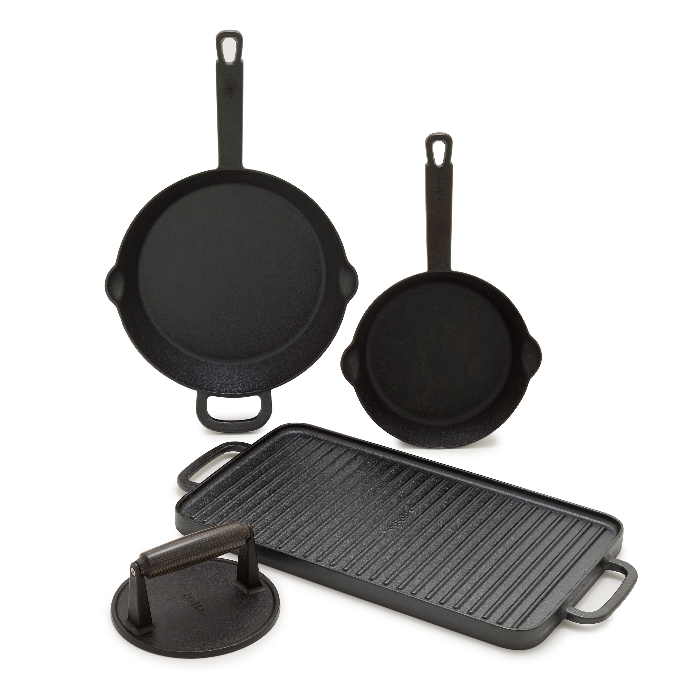 Bobby Flay by GreenPan β 4-Piece Pre-Seasoned Cast Iron Skillet Cookware Set, Black
