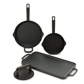 Bobby Flay by GreenPan &ndash; 4-Piece Pre-Seasoned Cast Iron Skillet Cookware Set, Black