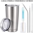 thumbnail image 2 of Gingprous 20 oz Stainless Steel Travel Tumblers with Lids Straws, Vacuum Insulated Coffee Cup , ( Silver+Black ), 2 of 8