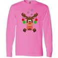 thumbnail image 3 of Inktastic Cute Christmas Reindeer with Red Nose, Ornaments and Bow Tie Long Sleeve T-Shirt, 3 of 5