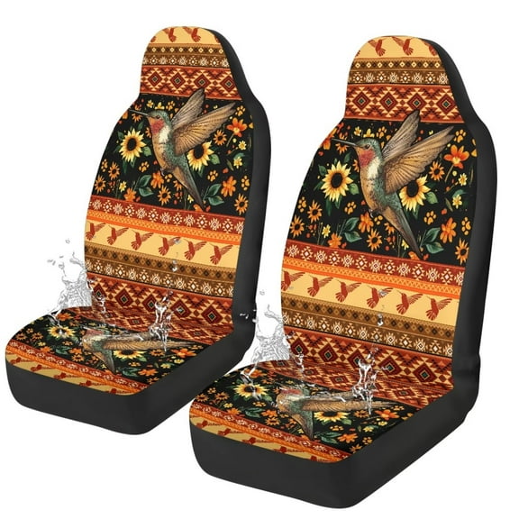 Yuyamidu Hummingbird Car Seat Covers Breathable Front Seat Cover Anti-Slip Back Fabric Waterproof Car Seat Cover Easy to Install Universal for Cars Truck SUV Van