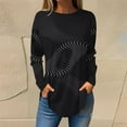 thumbnail image 2 of Jewelreauty Womens Round Neck Long Sleeve Shirts Casual Print Pullover Loose Tops Plus Size Tunic T-Shirts (L, Black-A), 2 of 6