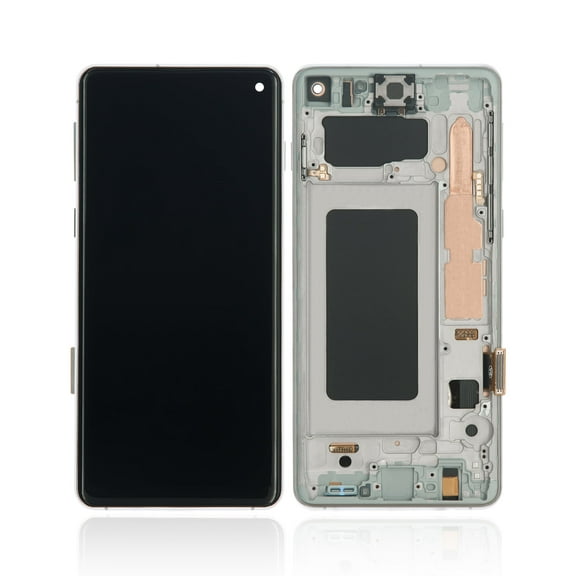 Replacement LCD Assembly W/ Frame (Without Finger Print Sensor) Compatible For Samsung Galaxy S10 (Aftermarket Plus: TFT)-White