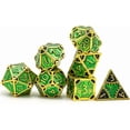 thumbnail image 3 of GFDYREE Steampunk Style Metal Dice Set 7 Die Polyhedral DND Dice Set D&D Dice for Dungeons and Dragons Role Playing Game and Math Teaching (Gold-Green Black), 3 of 7
