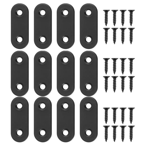 unbranded 24pcs Flat Straight Brace Brackets Stainless Steel Mending Bracket Plate Metal Shelf Support Fixing Joining Plate For Furniture With Mounting Screws