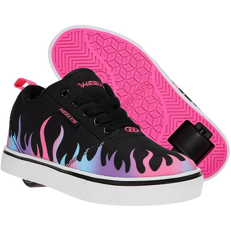 HEELYS Youth Kids 20 Prints Wheels Skate Sneaker Shoes Black/Neon Pink/Hologram Flame, Numeric_4 - Walmart.com