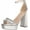 SILVER, variant on Womens Silver Embellished Logo Metallic Padded Ankle Strap Ninette Square Toe Block Heel Buckle Leather Dress Heeled Sandal 9.5 M